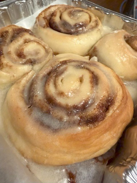 Freshly baked cinnamon rolls